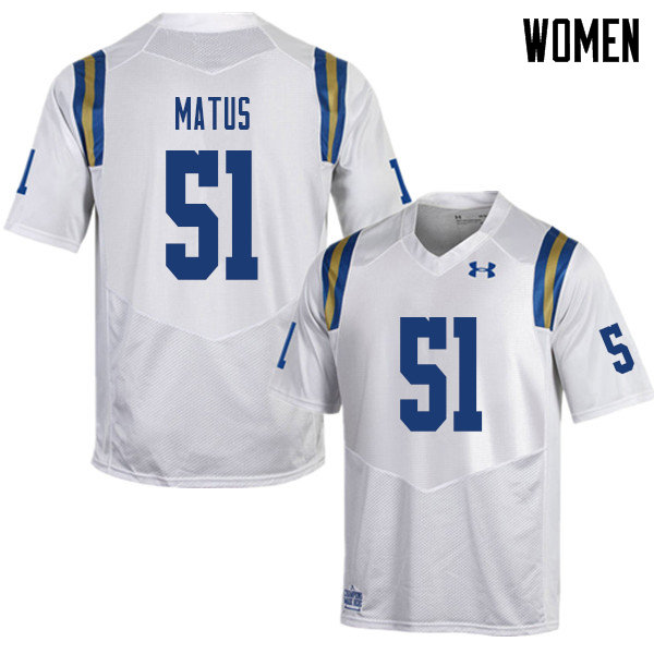 Women #51 Ethan Matus UCLA Bruins College Football Jerseys Sale-White - Click Image to Close